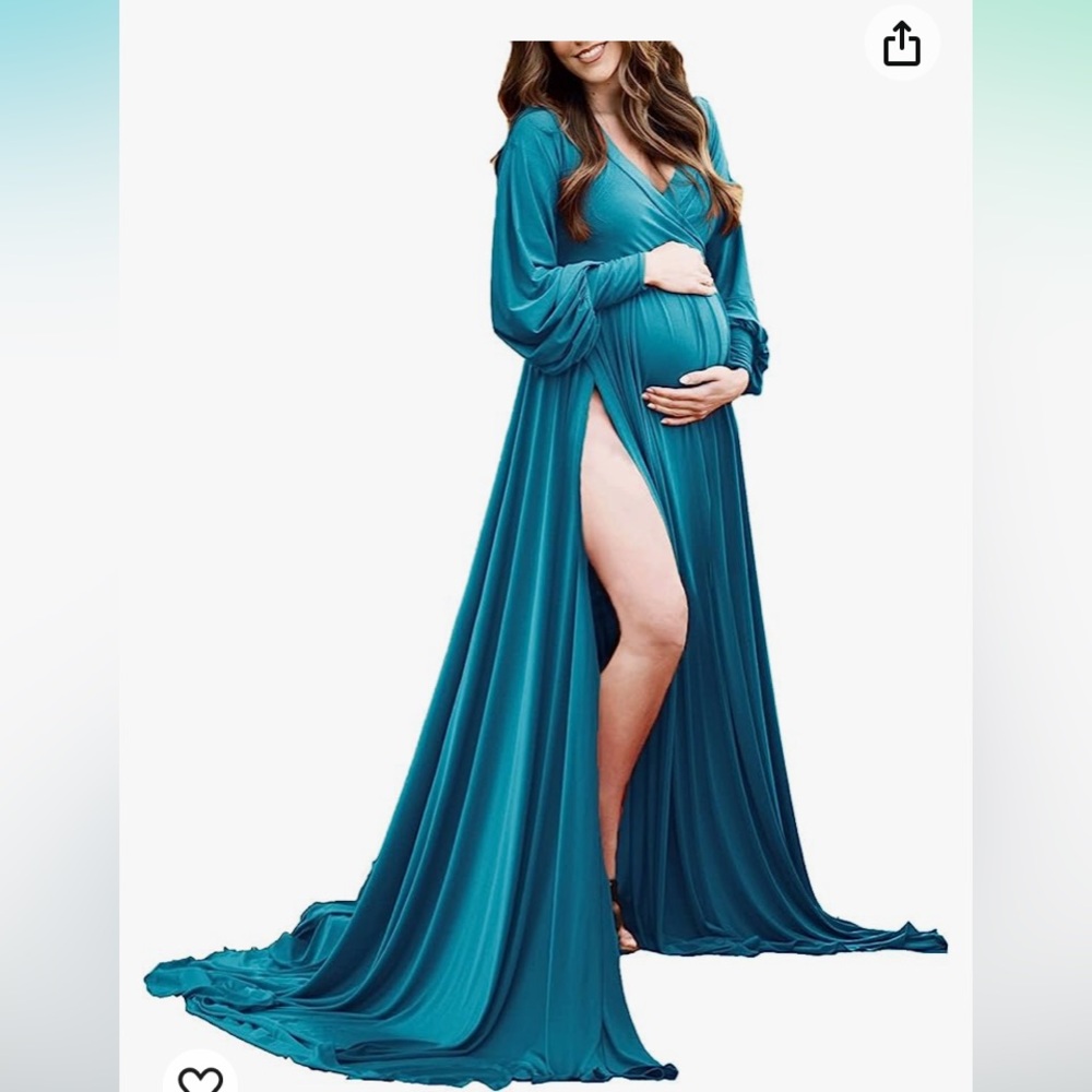 NWT DOSE spruce blue long sleeve maternity, special occasion gown, size X-LARGE
